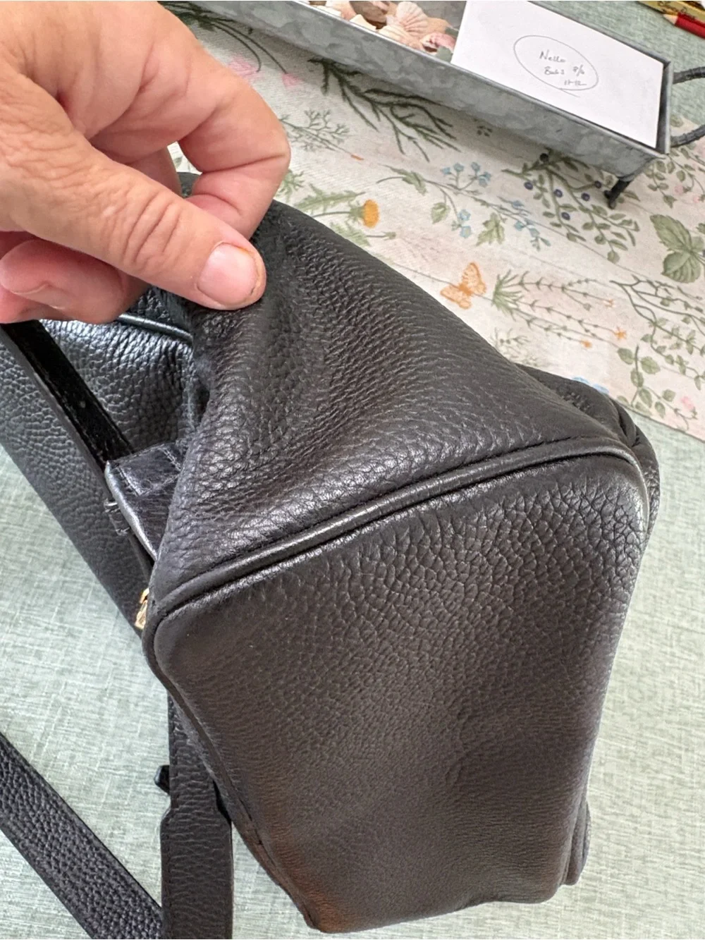 Michael Kors Black Pebbled Leather Small Backpack with Gold Plaque